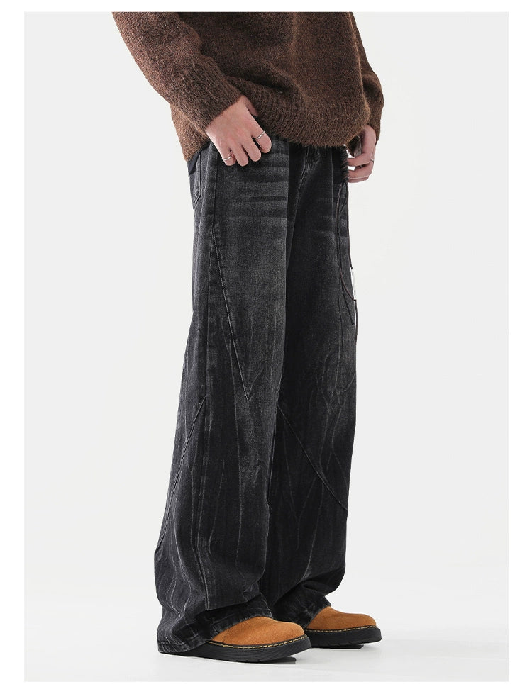 クラックドパターン・ブラックワイドデニム