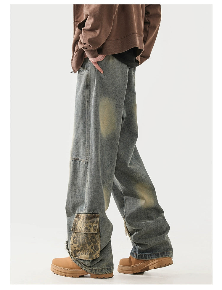 レオパードパッチ・ワイドデニム