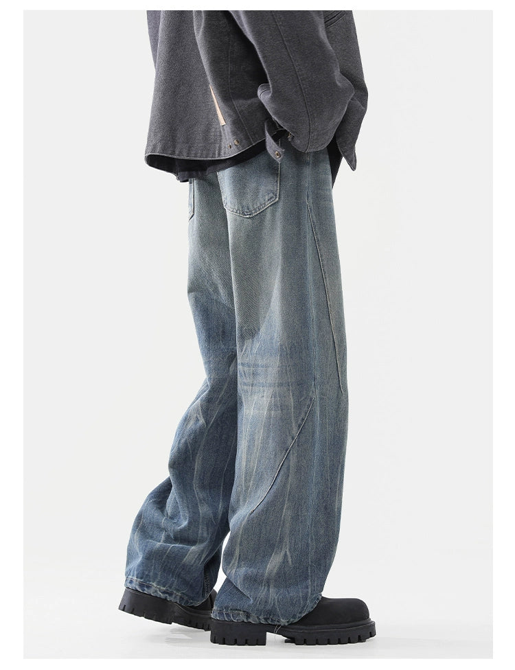 クラックドパターン・ブラックワイドデニム