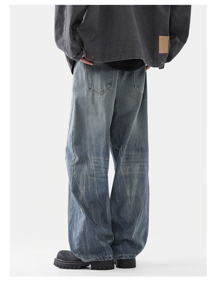 クラックドパターン・ブラックワイドデニム