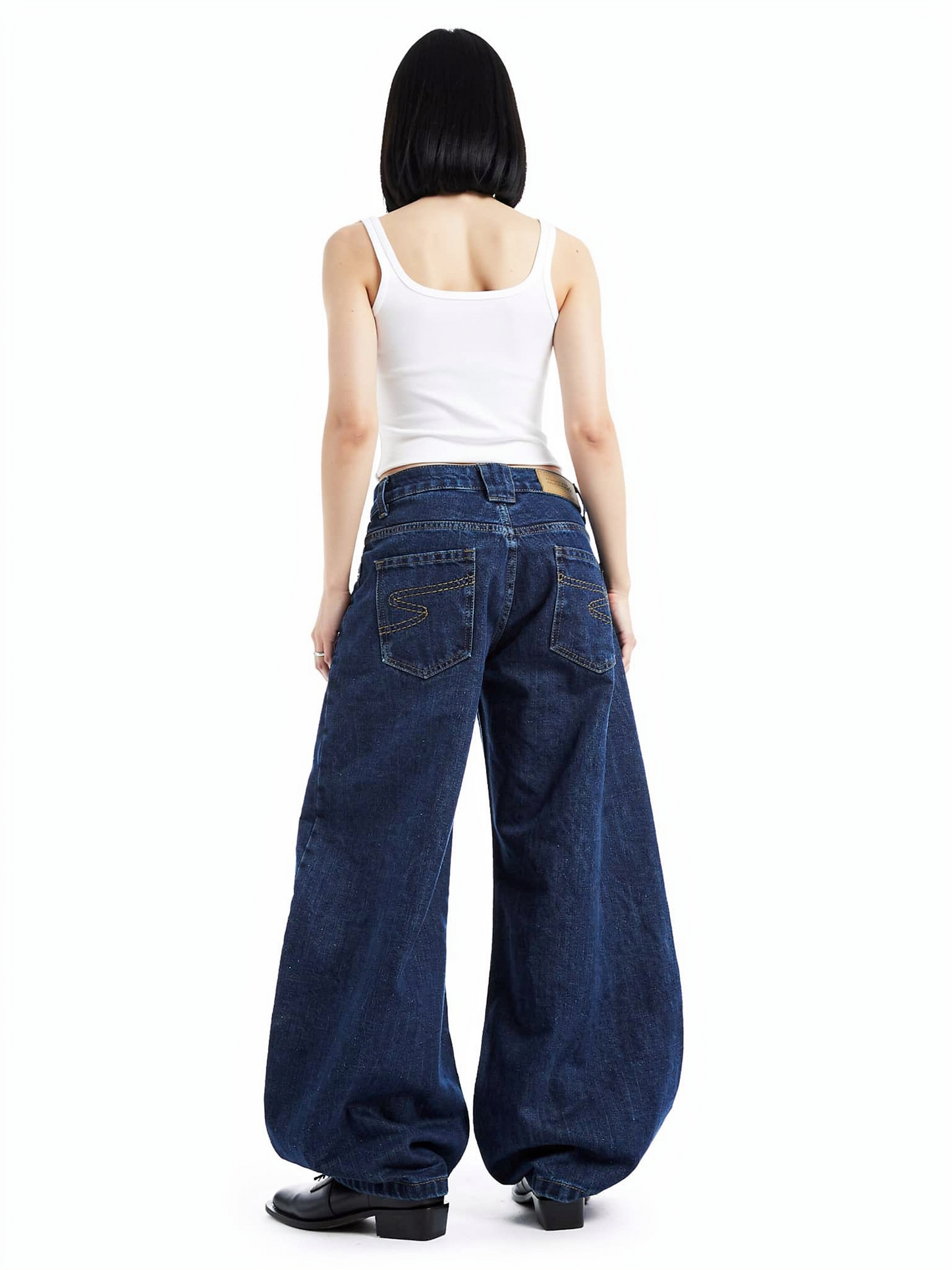 ディープブルーバルーンワイドデニム