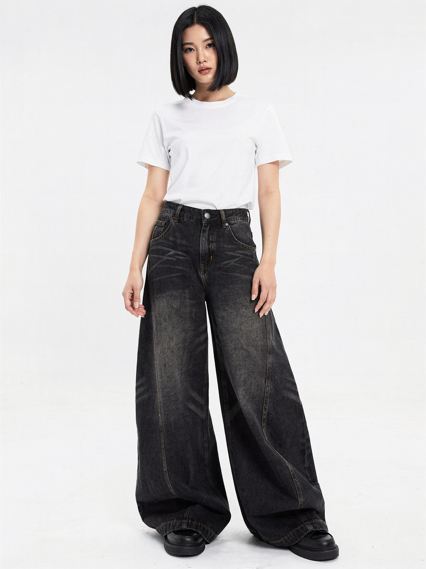 ヴィンテージカーブ ワイドレッグジーンズ