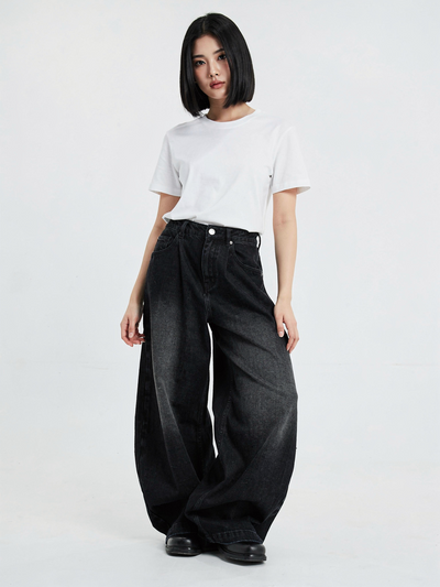 3Dカーブワイドストレートデニムパンツ