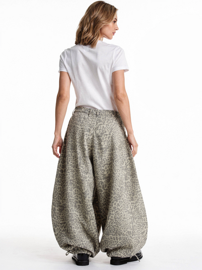 レオパードバルーンワイドデニム