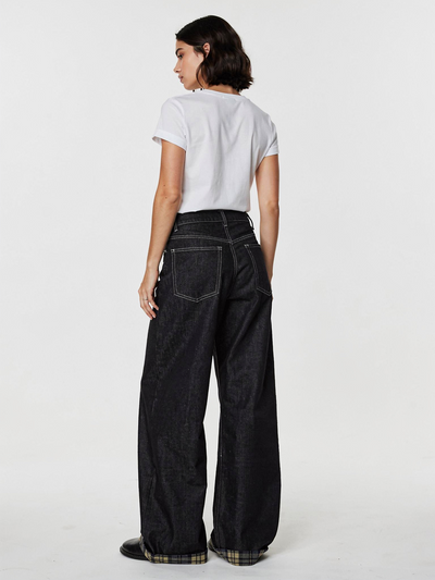 チェックステッチストレートデニム