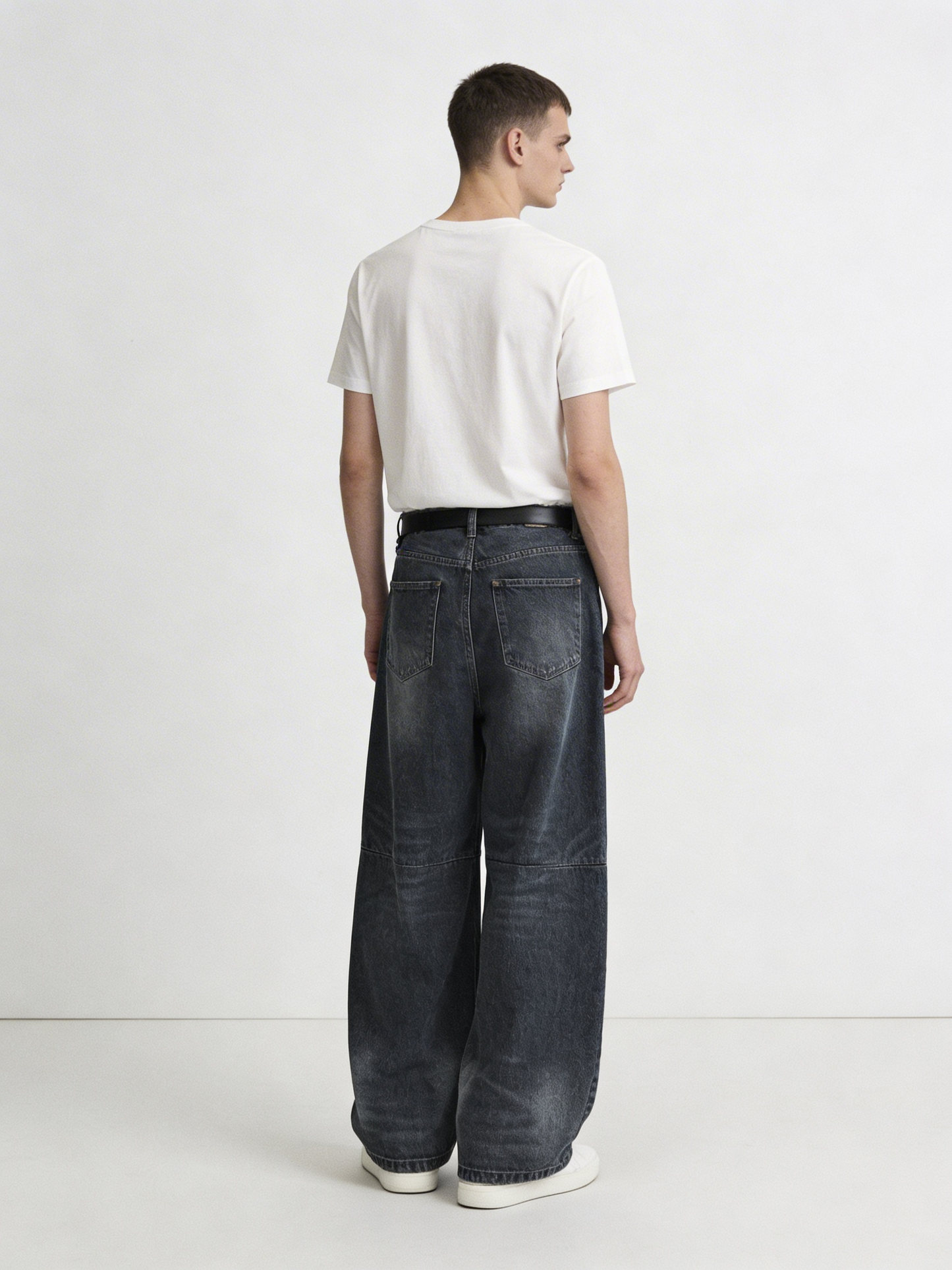 ウォッシュブルールーズワイドデニムパンツ