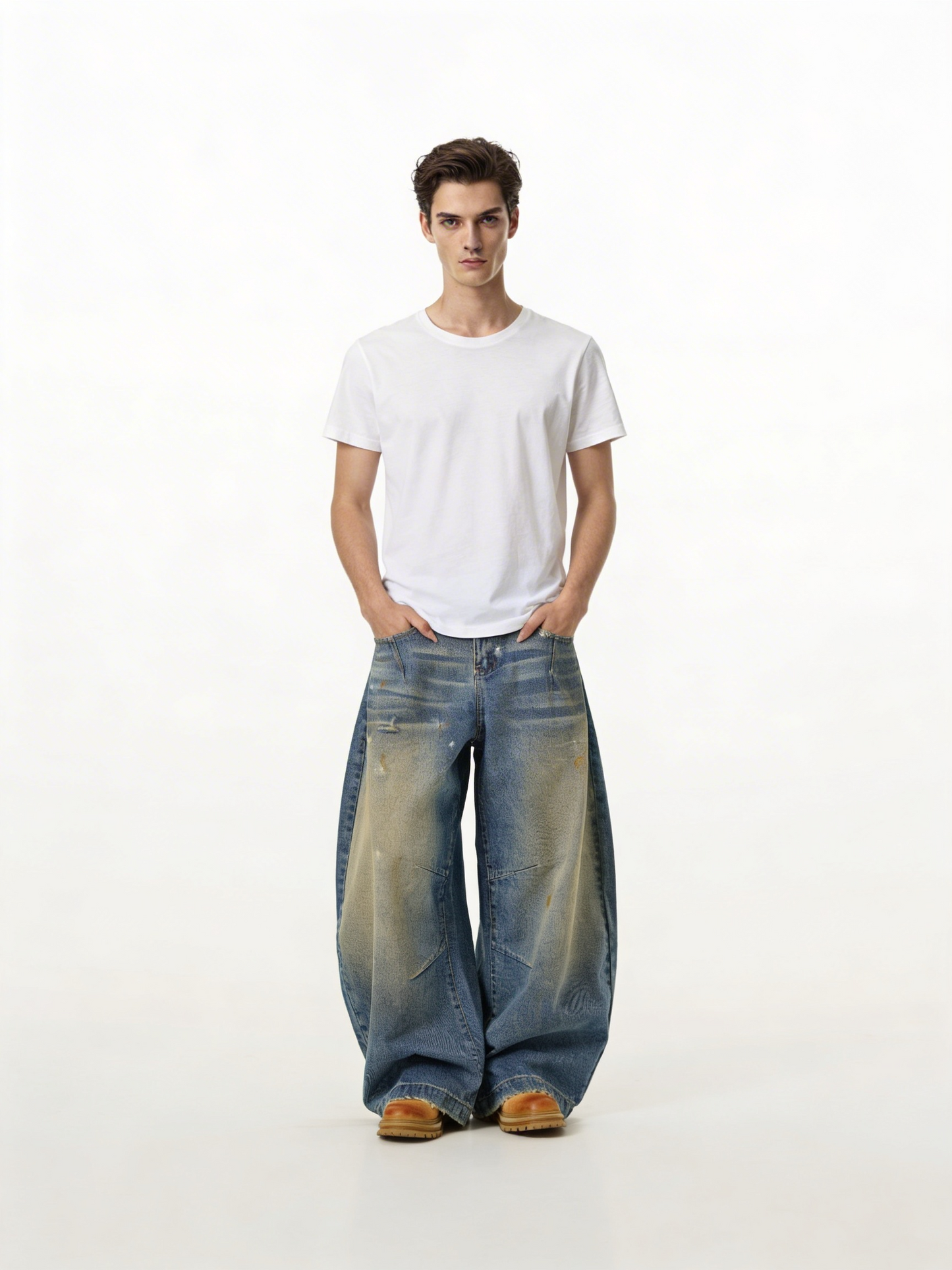 ヴィンテージフェードバギーワイドデニムパンツ