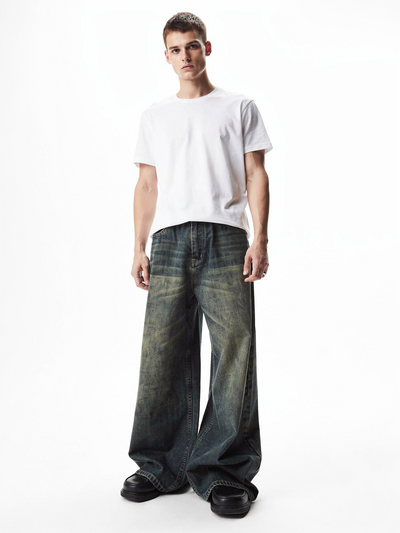 ヴィンテージウォッシュルーズワイドデニム