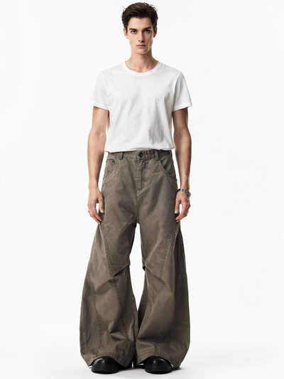 ヴィンテージブラウンデザインワイドパンツ