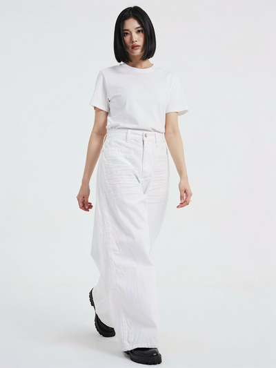 ホワイトデニムワイドパンツ