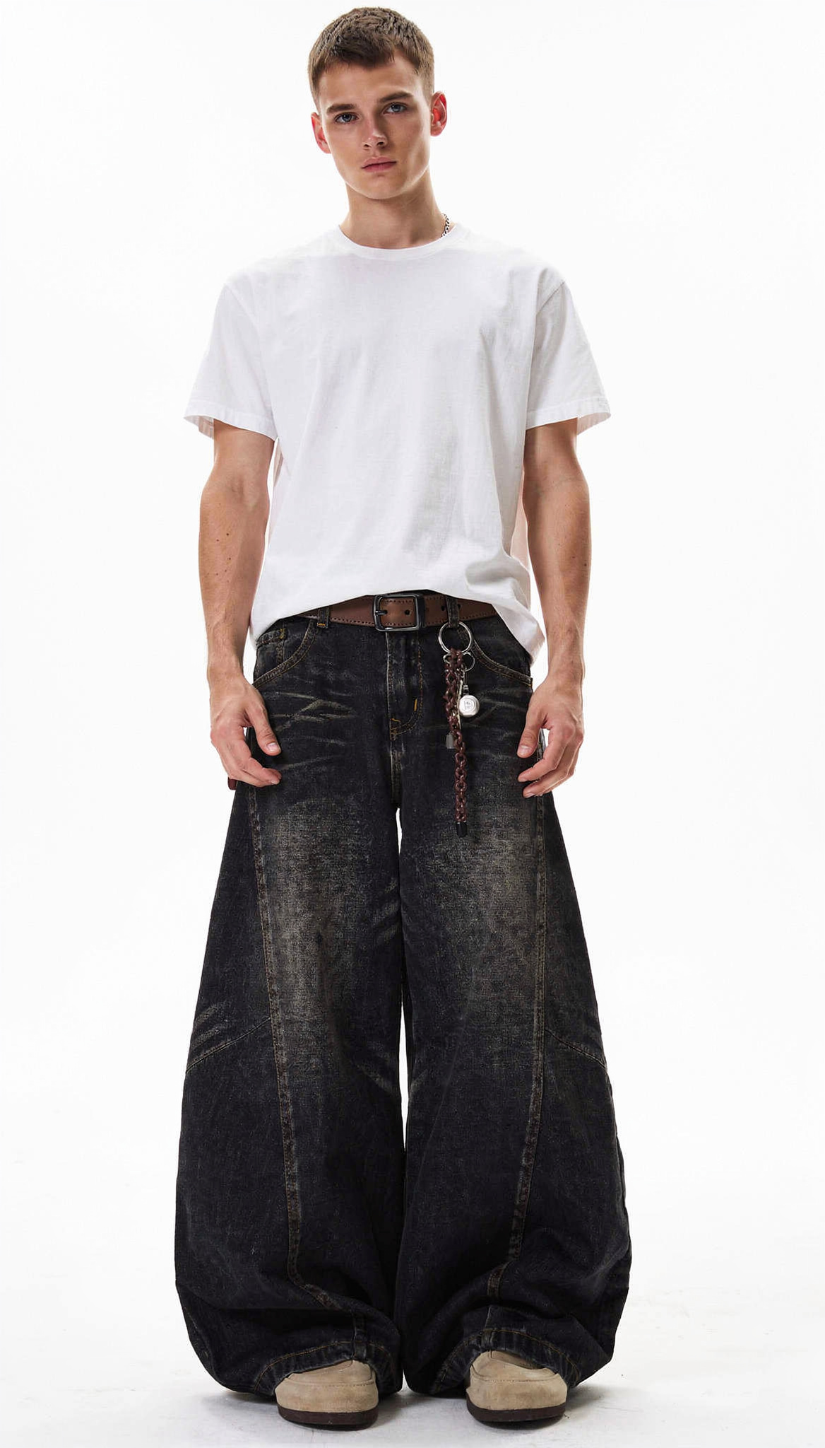 ヴィンテージウォッシュ ワイドデニム