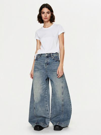 ヴィンテージウォッシュルーズストレートデニム