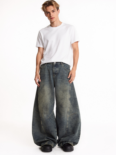 ヴィンテージクラッシュフェードバギーデニム