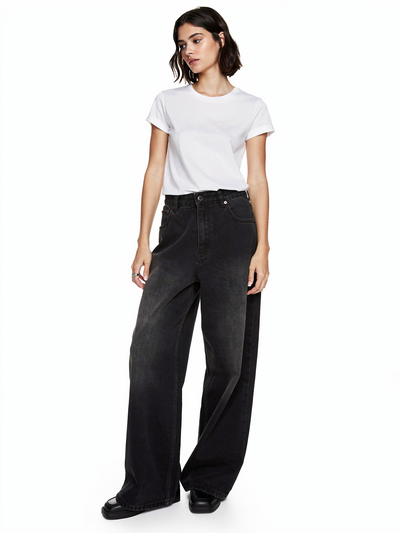 クリーンブラックルーズワイドデニム