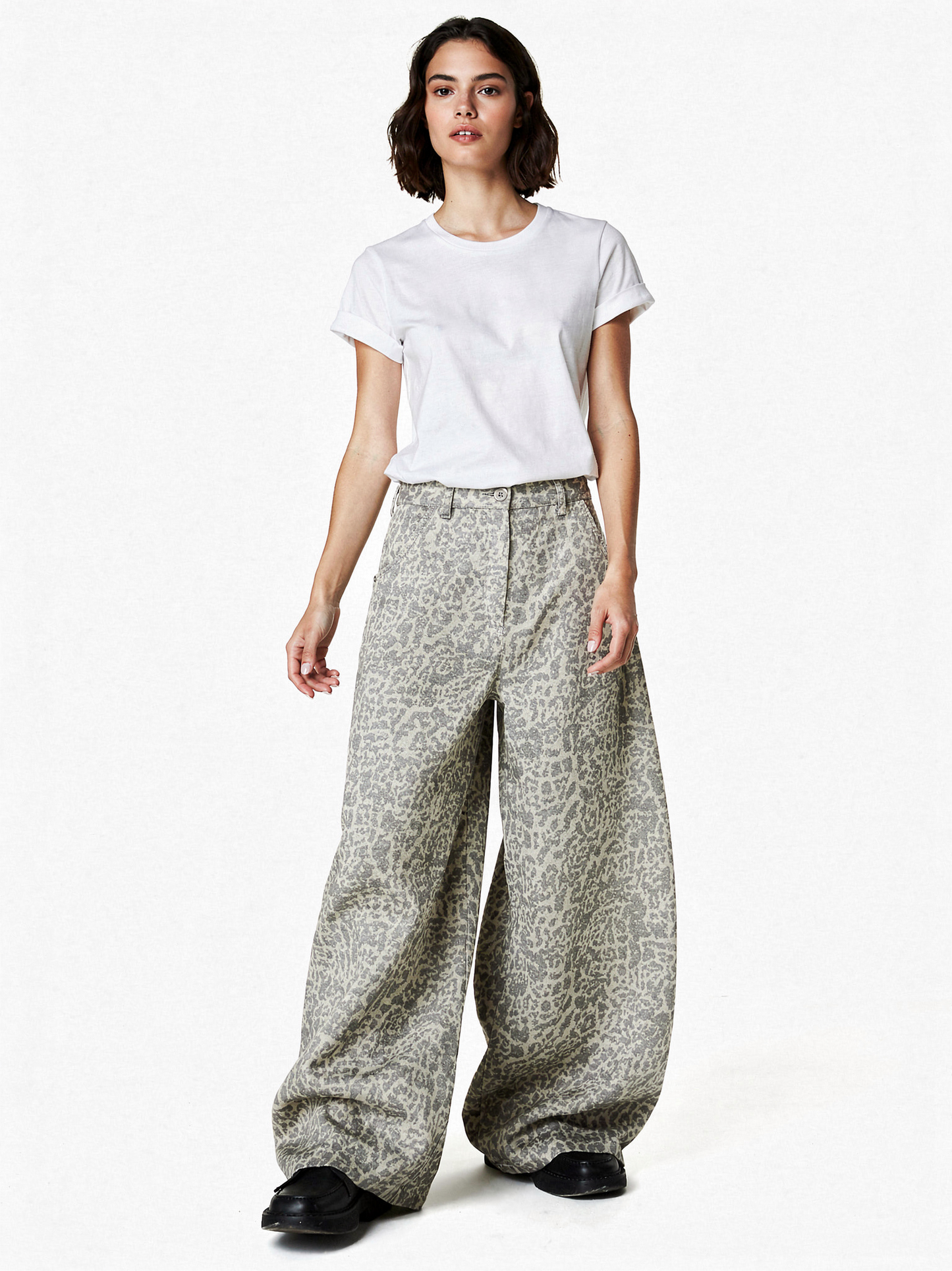 レオパードバルーンワイドデニム