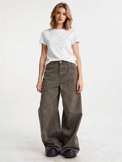 ヴィンテージブラウンルーズワイドデニム