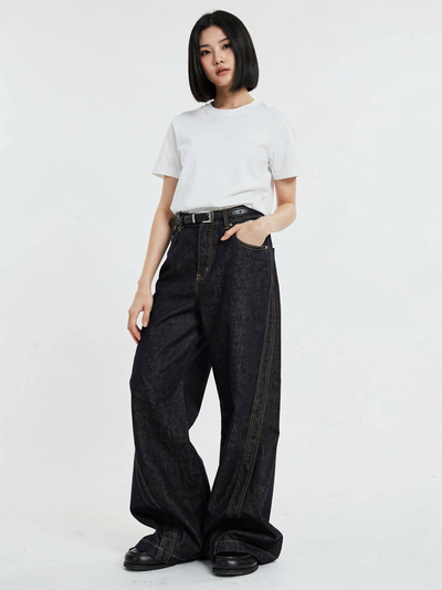 ワイドストレートデニムパンツ