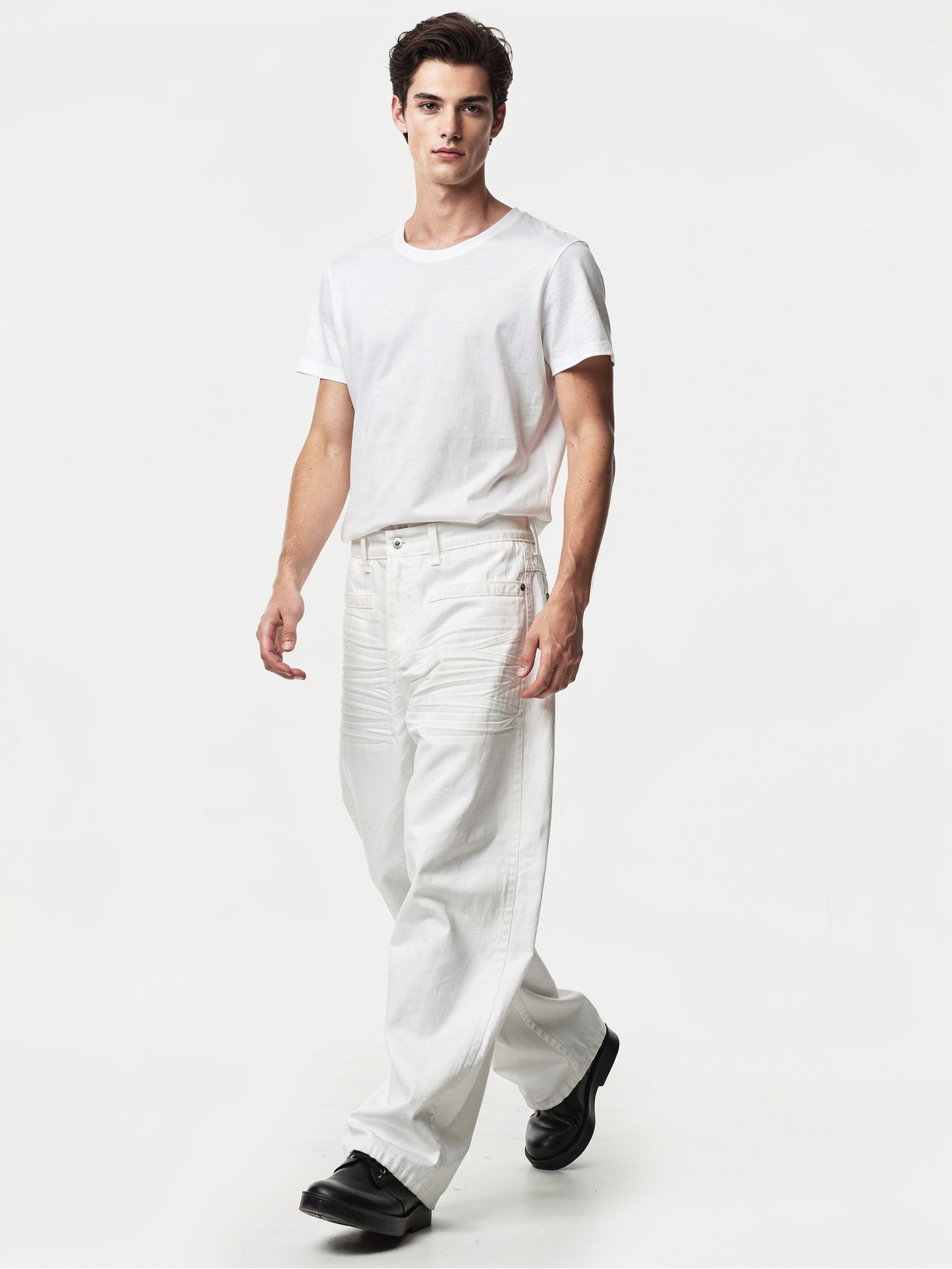 ホワイトデニムワイドパンツ