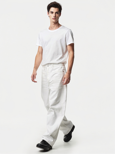 ホワイトデニムワイドパンツ